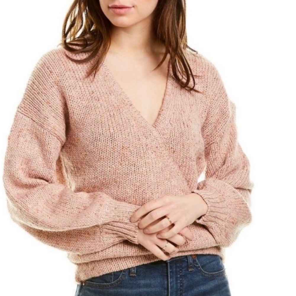 Madewell Light Pink Sweater Beresford Wrap Breathable‎ Wool Blend Size XL